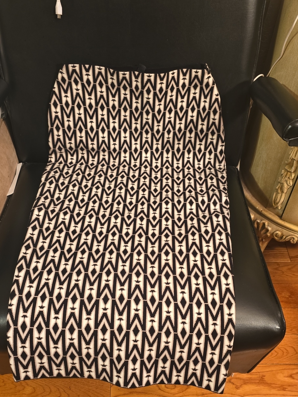 Mackage Black and White Geometric Pencil Skirt
